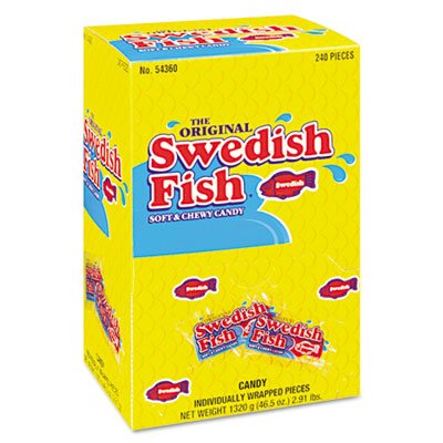 Swedish Fish 54350 Grab-and-Go Candy Snacks In Reception Box, 240-Pieces/Box CDB43146