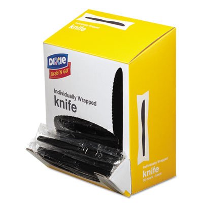 Grab   N Go Wrapped Cutlery, Knives, Black, 90/Box, 6 Box/Carton DXEKM5W540