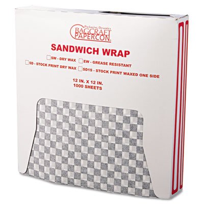 P057800 Grease-Resistant Wrap/Liners, 12 x 12, Black Checker, 1000/Box, 5 Boxes/Carton BGC057800