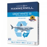 Hammermill Great White 30 Recycled Print Paper, 92 Bright, 20lb, 8.5 x 11, White, 500 Sheets/Ream, 5 Reams
