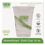 EPCC16GS GreenStripe Renewable & Compostable Cold Cups - 16oz., 50/PK, 20 PK/CT ECOEPCC16GS