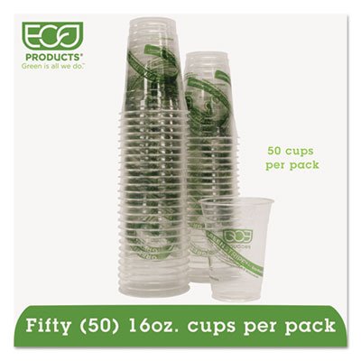 Eco-Products GreenStripe Renewable/Compostable Cold Cups Convenience Pack, 16oz, 50/PK ECOEPCC16GSPK