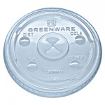 9509112 Greenware Cold Drink Lids, Fits 16-18, 24 oz Cups, X-Slot, Clear, 1000/Carton FABLGC1624