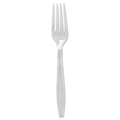 Dart Guildware Heavyweight Plastic Cutlery, Forks, Clear, 1000/Carton SCCGDC5FK0090