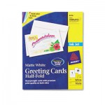 Avery Half-Fold Greeting Cards, Inkjet, 5 1/2 x 8 1/2, Matte White, 30/Box w/Envelopes AVE8316