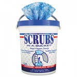 Scrubs Hand Cleaner Towels, 10 1/2 x 12 1/4, Blue/White, 72/Bucket, 6 Buckets/Carton ITW42272CT