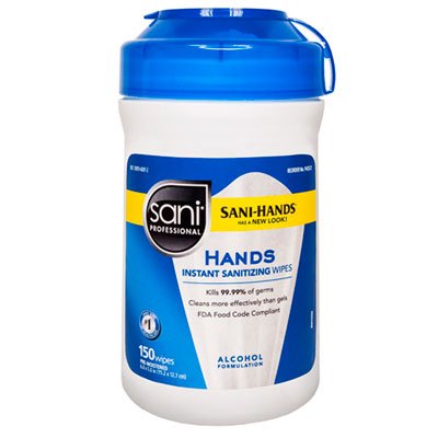 P43572 Hands Instant Sanitizing Wipes with Tencel, 5"w x 6"l, White, 150/Canister NICP43572EA