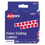 Avery Handwrite-Only Permanent Self-Adhesive Round Color-Coding Labels in Dispensers, 0.25" dia., Red, 450/Roll, (5790) AVE05790