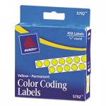 Avery 5792/TD5732 Handwrite-Only Permanent Self-Adhesive Round Color-Coding Labels in Dispensers, 0.25" dia., Yellow, 450/Roll