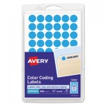 Avery Handwrite Only Self-Adhesive Removable Round Color-Coding Labels, 0.5" dia., Light Blue, 60/Sheet, 14 Sheets/Pack