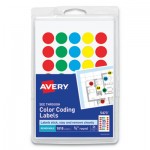 Avery Handwrite-Only Self-Adhesive "See Through" Removable Round Color Dots, 0.75" dia., Assorted, 35/Sheet, 29 Sheets/Pack
