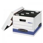 Bankers Box HANG'N'STOR Storage Box, Letter, Lift-off Lid, White/Blue, 4/Carton FEL00784