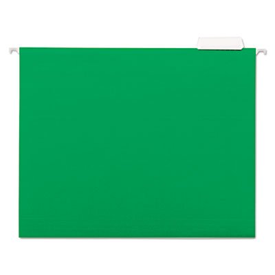 UNV14117 Hanging File Folders, 1/5 Tab, 11 Point Stock, Letter, Green, 25/Box UNV14117