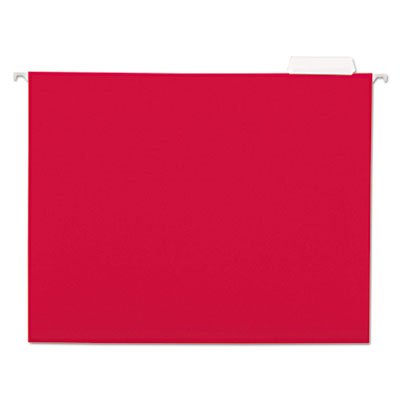 UNV14118 Hanging File Folders, 1/5 Tab, 11 Point Stock, Letter, Red, 25/Box UNV14118