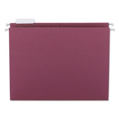 Smead Hanging File Folders, 1/5 Tab, 11 Point Stock, Letter, Maroon, 25/Box SMD64073