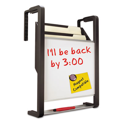 Quartet Hanging File Pocket with Dry Erase Board, Three Pockets, Letter, Black QRTOFD