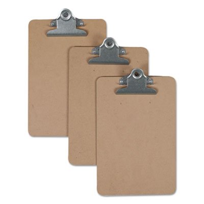 Hardboard Clipboard, 1 1/4" Capacity, 6 x 9 Sheets, Brown UNV05610VP