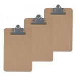 Hardboard Clipboard, 1 1/4" Capacity, Holds 8 1/2 x 14, Brown, 3/Pk UNV40305VP