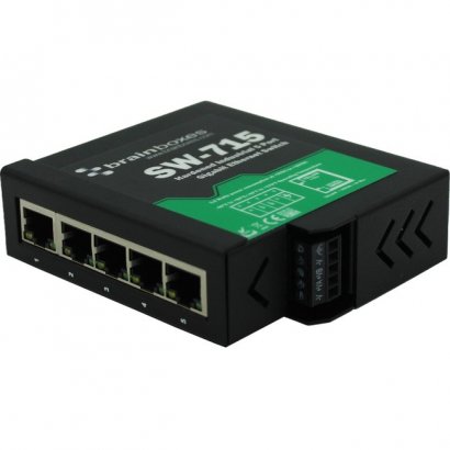 Brainboxes Hardened Industrial 5 Port Gigabit Ethernet Switch DIN Rail Mountable SW-715