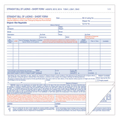 TOPS Hazardous Material Short Form, 7 x 8 1/2, Three-Part Carbonless, 250 Forms TOPL3841