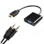4XEM HDMI to VGA Adapter With 3.5mm Audio Cable- Black 4XHDMIVGAAB
