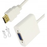 4XEM HDMI to VGA Adapter With 3.5mm Audio Cable and Power- White 4XHDMIVGAAP