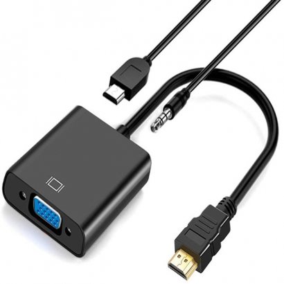 4XEM HDMI to VGA Adapter with Power and 3.5mm Audio Cable - Black 4XHDMIVGAAPB