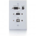 C2G HDMI, VGA, 3.5mm Audio And USB Pass Through Single Gang Wall Plate - White 39706