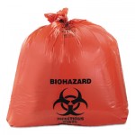 Healthcare Biohazard Printed Can Liners, 40-45 gal, 3mil, 40 x 46, Red, 75/CT HERA8046ZR