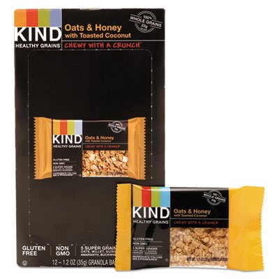 KIND Healthy Grains Bar, Oats and Honey with Toasted Coconut, 1.2 oz, 12/Box KND18080