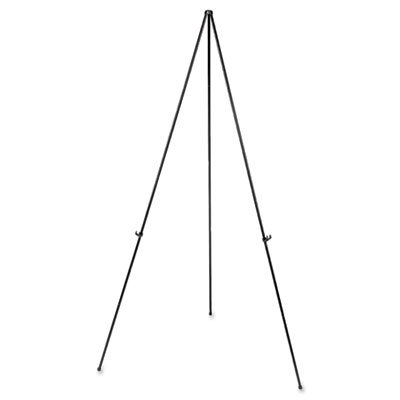 UNV43027 Heavy-Duty Instant Setup Foldaway Easel, Adjusts 25" - 63" High, Aluminum, Black UNV43027