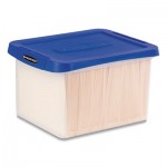 Bankers Box Heavy Duty Plastic File Storage, Letter/Legal Files, 14" x 17.38" x 10.5", Clear/Blue FEL0086201