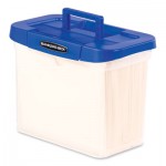 Bankers Box Heavy-Duty Portable File Box, Letter Files, 14.25" x 8.63" x 11.06", Clear/Blue FEL0086301