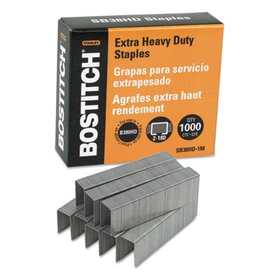 Bostitch BOS-SB38HD-1M Heavy-Duty Premium Staples, 3/16" Leg Length, 1000/Box BOSSB38HD1M