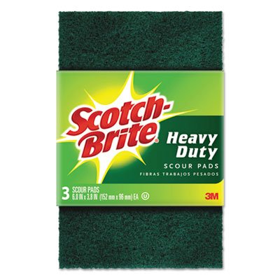 Scotch-Brite 223 Heavy-Duty Scour Pad, 3.8w x 6"L, Green, 3/Pack, 10 Packs/Carton MMM22310CT