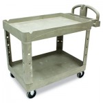 Rubbermaid Commercial FG452088BEIG Heavy-Duty Utility Cart, Two-Shelf, 25.9w x 45.2d x 32.2h, Beige RCP452088BG