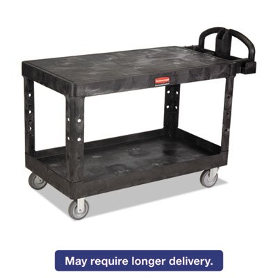 RCP 4545 BLA Heavy-Duty Utility Cart, Two-Shelf, 25-1/4w x 54d x 36h, Black RCP4545BLA