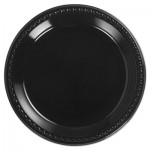 HUH 81410 Heavyweight Plastic Plates, 10 1/4 Inches, Black, Round HUH81410