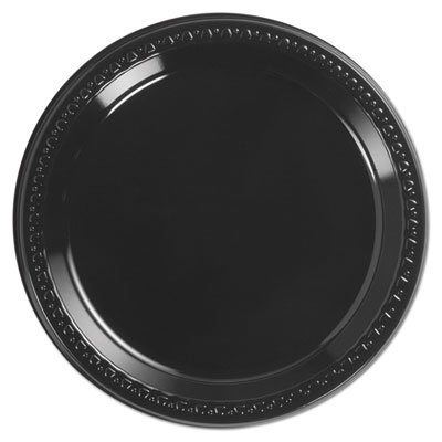 Chinet Heavyweight Plastic Plates, 9" Diamter, Black, 125/Pack, 4 Packs/CT HUH81409