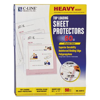 C-Line Heavyweight Polypropylene Sheet Protector, Clear, 2", 11 x 8 1/2, 50/BX CLI62013
