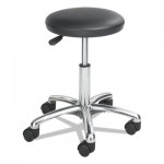 Safco Height-Adjustable Lab Stool, 21" Seat Height, Supports up to 250 lbs., Black Seat/Black Back, Chrome Base SAF3434BL