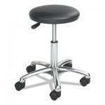 Safco Height-Adjustable Lab Stool, 21" Seat Height, Supports up to 250 lbs., Black Seat/Black Back, Chrome Base SAF3434BL