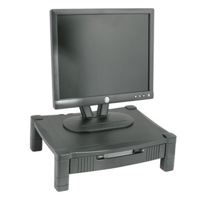 Kantek Height-Adjustable Stand with Drawer, 17 x 13 1/4 x 3 to 6 1/2, Black KTKMS420