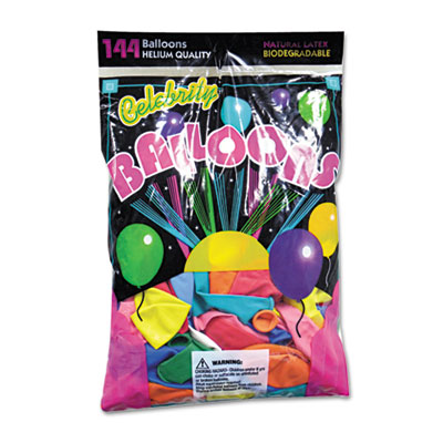 Tablemate Helium Quality Latex Balloons, 12 Assorted Colors, 144/Pack TBL1200