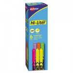 Avery HI-LITER Pen-Style Highlighter, Chisel, Assorted Fluorescent Colors, 6/Set AVE23565