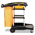 Rubbermaid Commercial High Capacity Cleaning Cart, 21-3/4w x 49-3/4d x 38-3/8h, Black RCP9T7200BK