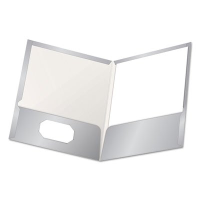 Oxford 51705EE High Gloss Laminated Paperboard Folder, 100-Sheet Capacity, Gray, 25/Box OXF51705
