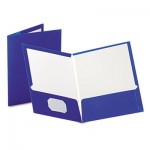 Oxford High Gloss Laminated Paperboard Folder, 100-Sheet Capacity, Blue, 25/Box OXF51701