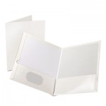 Oxford High Gloss Laminated Paperboard Folder, 100-Sheet Capacity, White, 25/Box OXF51704
