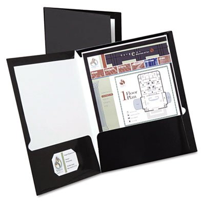 Oxford High Gloss Laminated Paperboard Folder, 100-Sheet Capacity, Black, 25/Box OXF51706